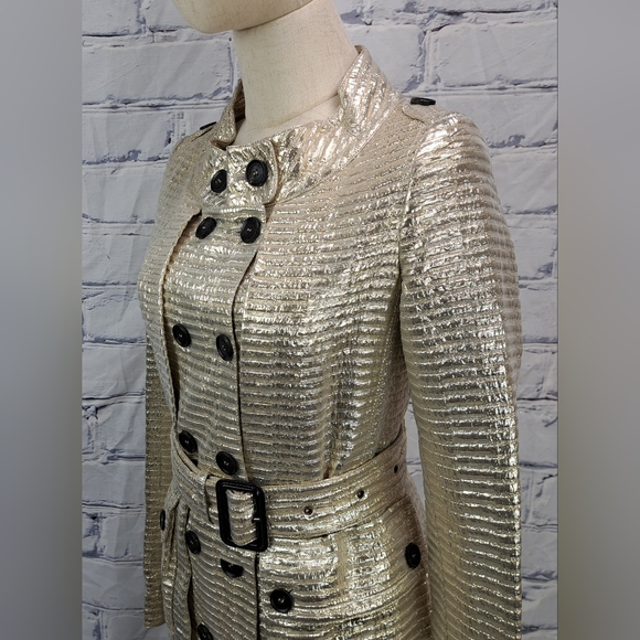 Burberry Prorsum Women's Trench Coat Jacket Gold Metallic  Italy XS 0 US 36 IT - Picture 7 of 16